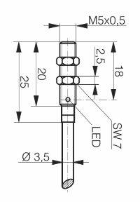 Miniaturní induktivní snímač DW-AD-501-M5 rozměry